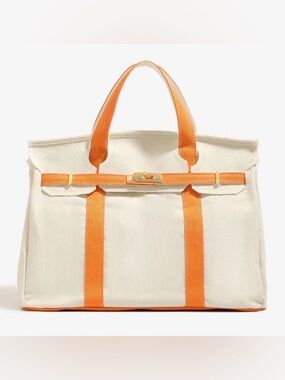 Boatkin Canvas Two-Tone Bag - Orange with Gold Hardware